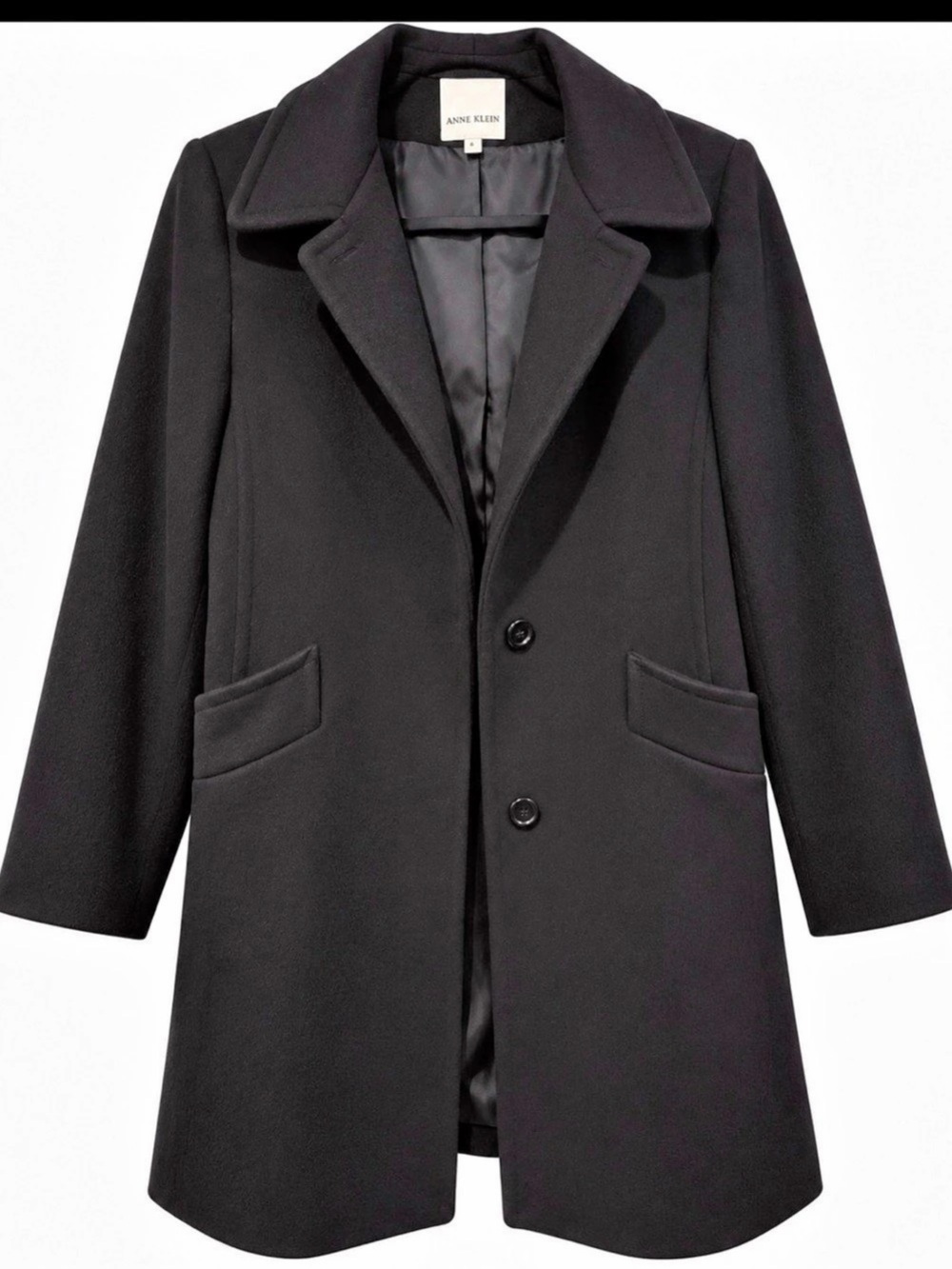 Anne Klein Wool Pea Coat in Black Size 6P